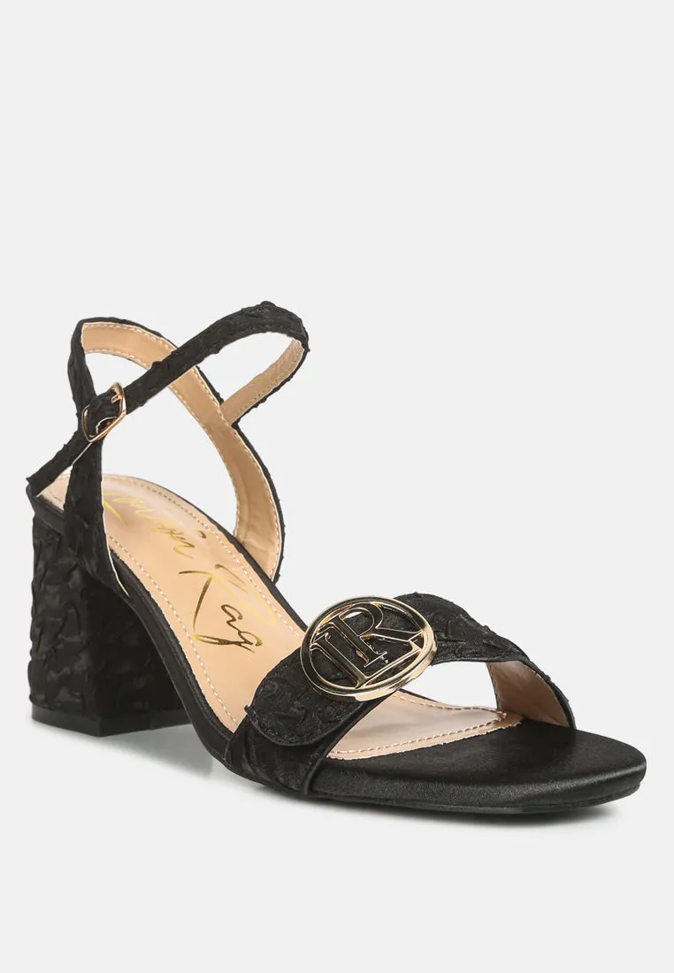 chaplet block heel pin buckle sandals