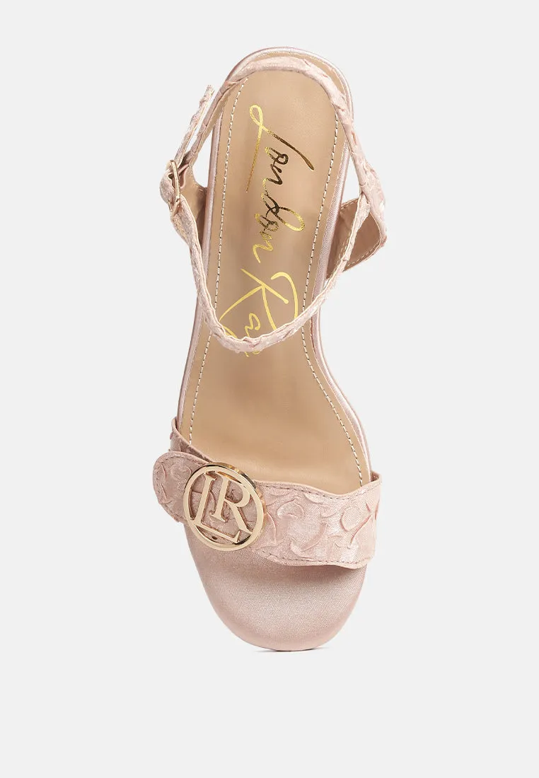 chaplet block heel pin buckle sandals