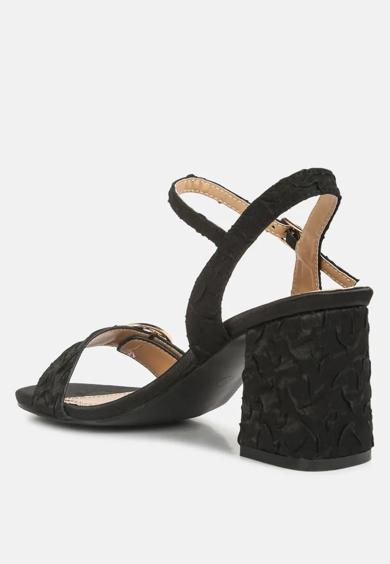 chaplet block heel pin buckle sandals
