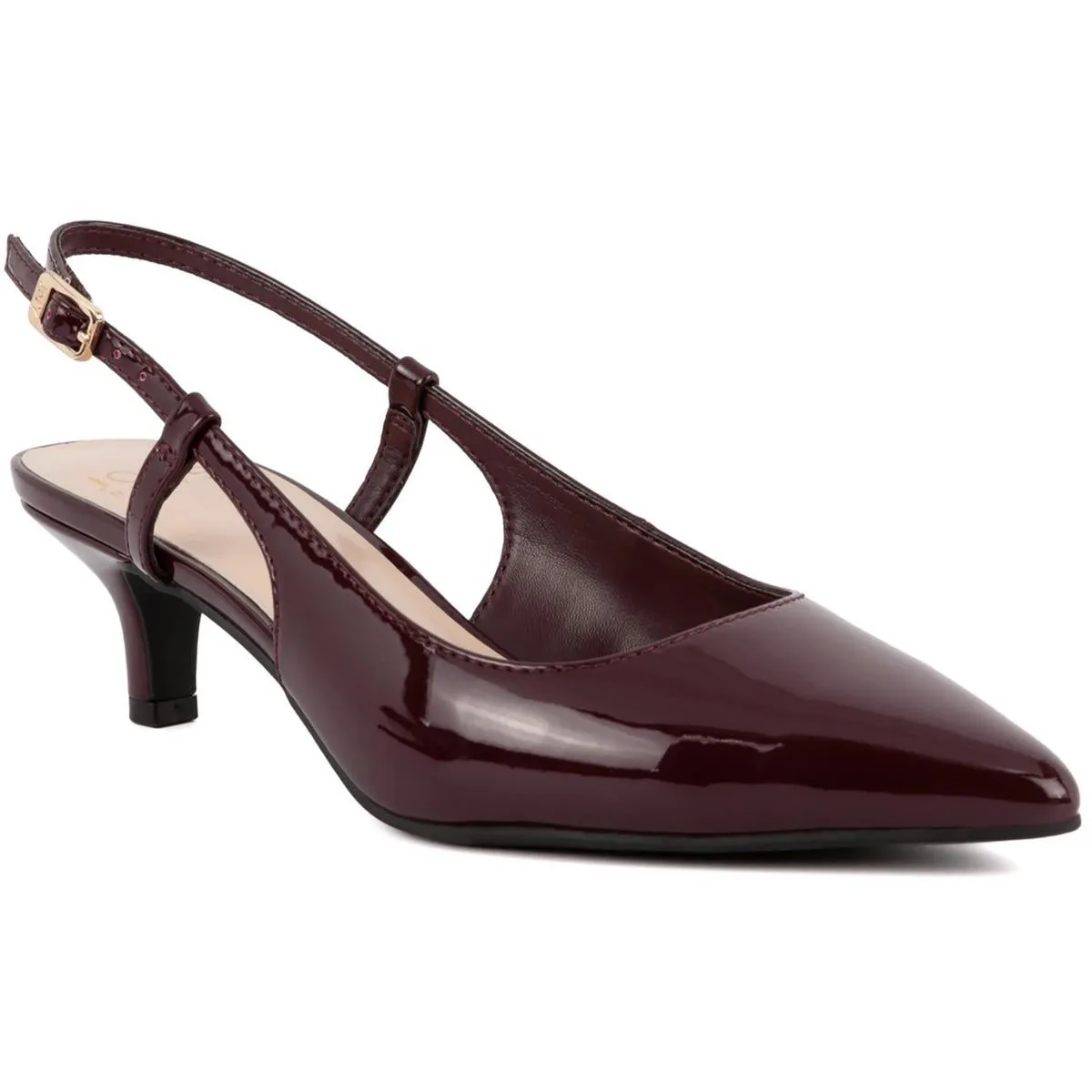 Charla Womens Patent Pointed Toe Kitten Heels