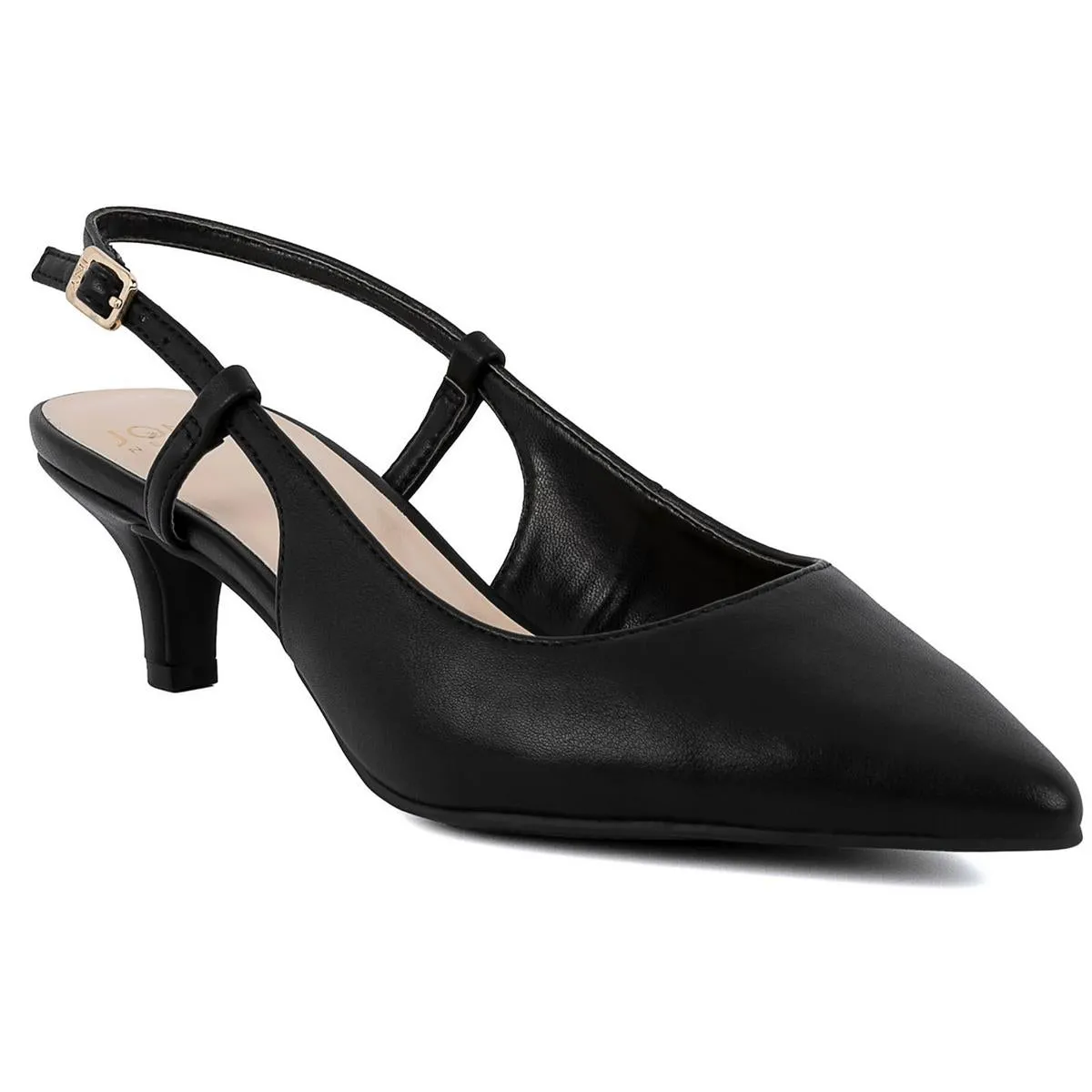 Charla Womens Patent Pointed Toe Kitten Heels