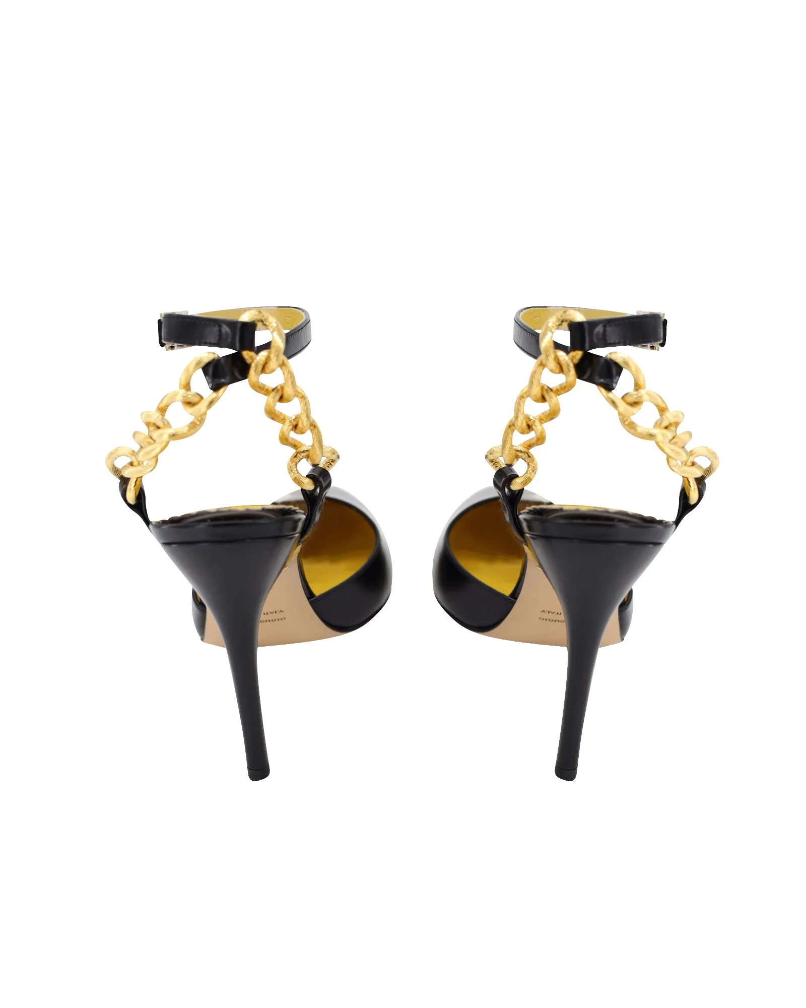Charlotte Olympia Chain Ankle Strap Pointed-toe Pumps in Black Calfskin Leather
