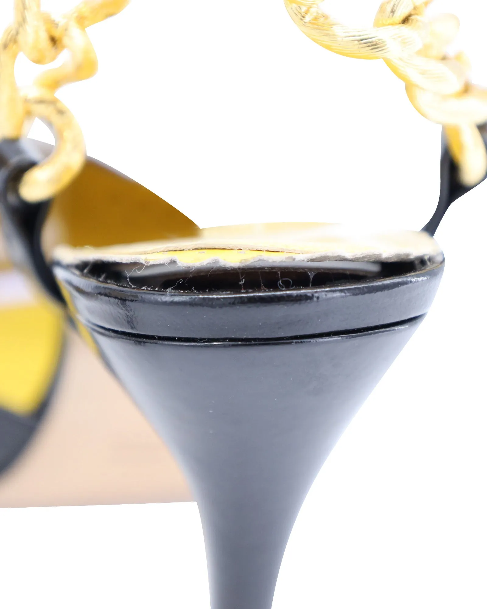 Charlotte Olympia Chain Ankle Strap Pointed-toe Pumps in Black Calfskin Leather