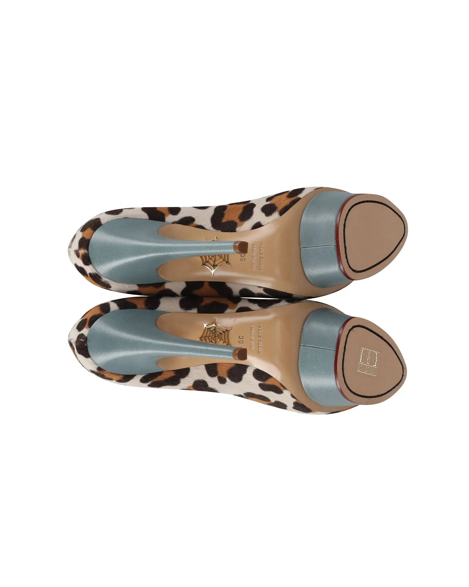 Charlotte Olympia Polly Leopard Print Platform Pumps in Multicolor Calf Hair and Leather