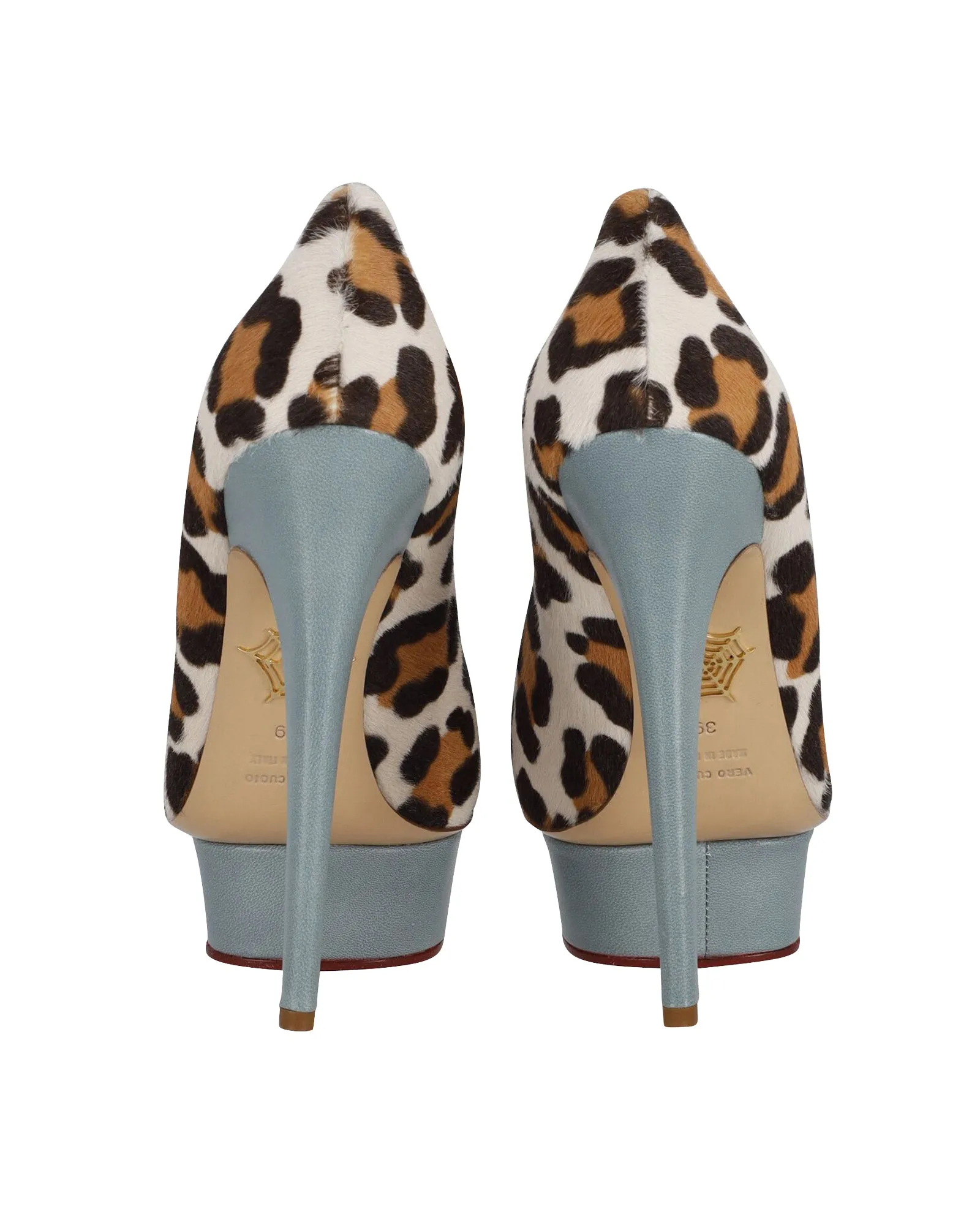 Charlotte Olympia Polly Leopard Print Platform Pumps in Multicolor Calf Hair and Leather