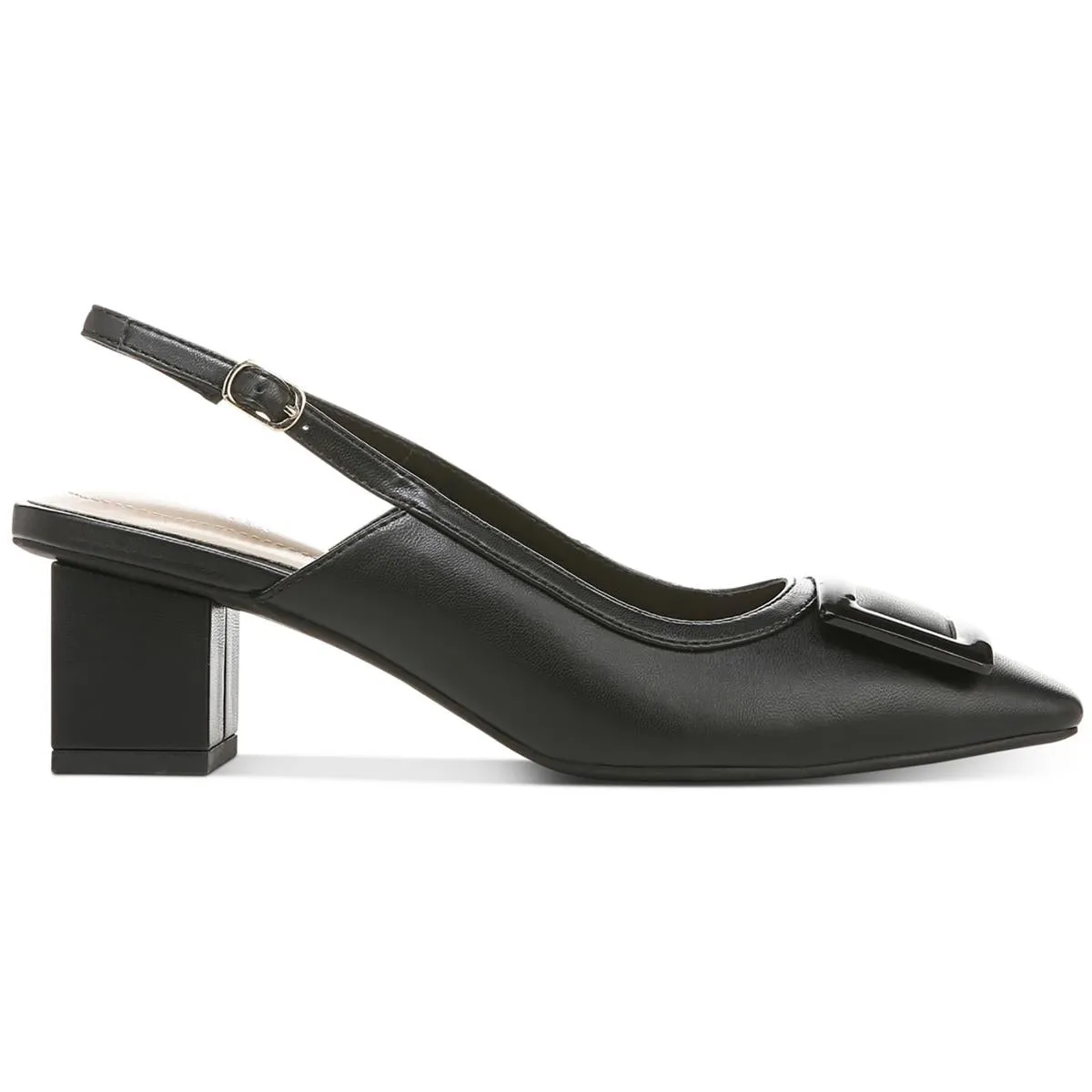 Cienna Womens Faux Leather Patent Trim Slingback Heels