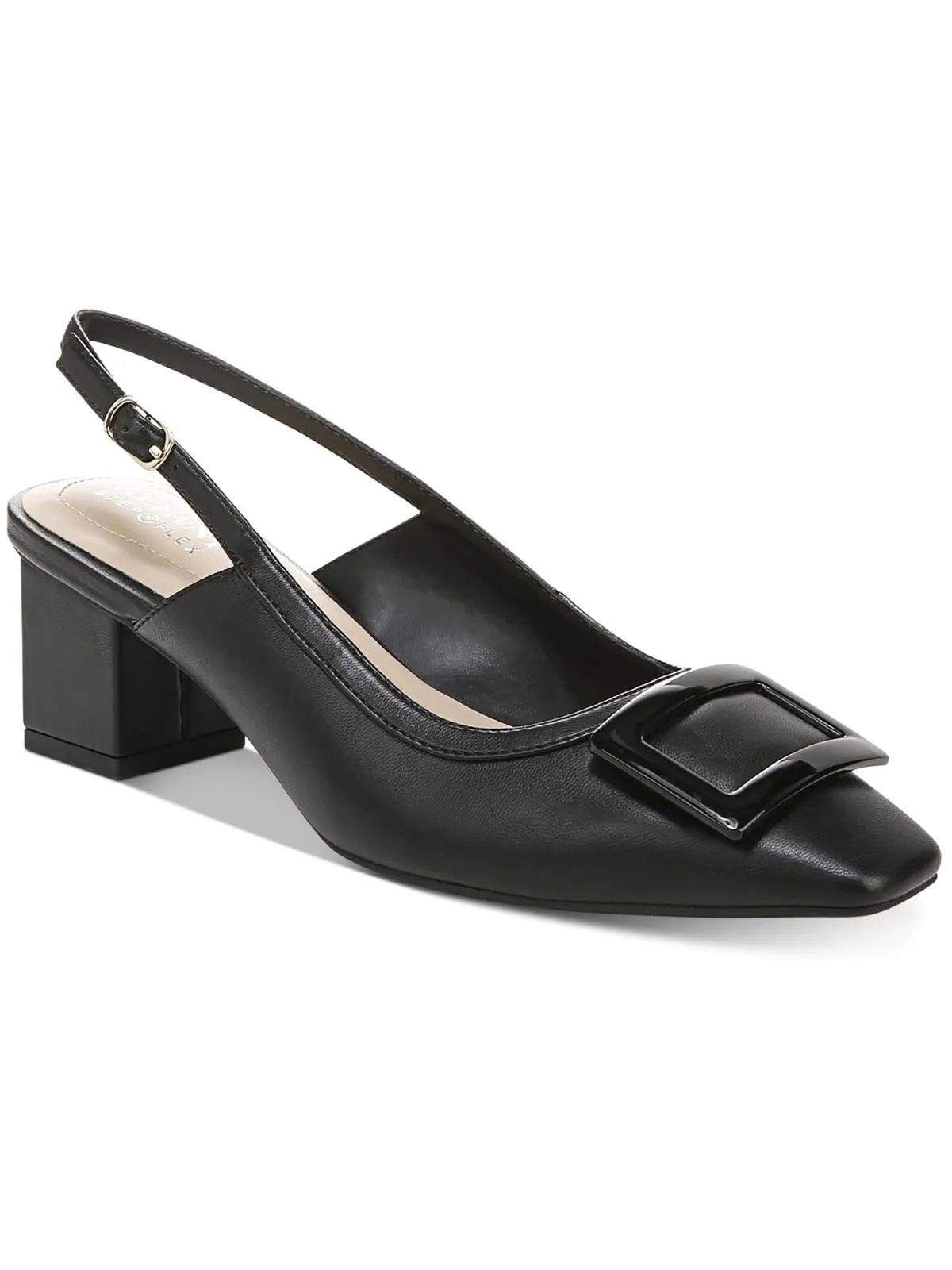 Cienna Womens Faux Leather Patent Trim Slingback Heels