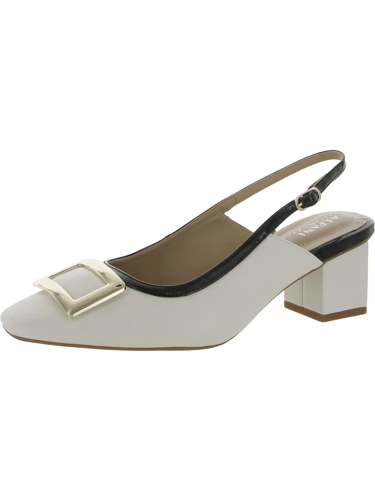 Cienna Womens Faux Leather Patent Trim Slingback Heels