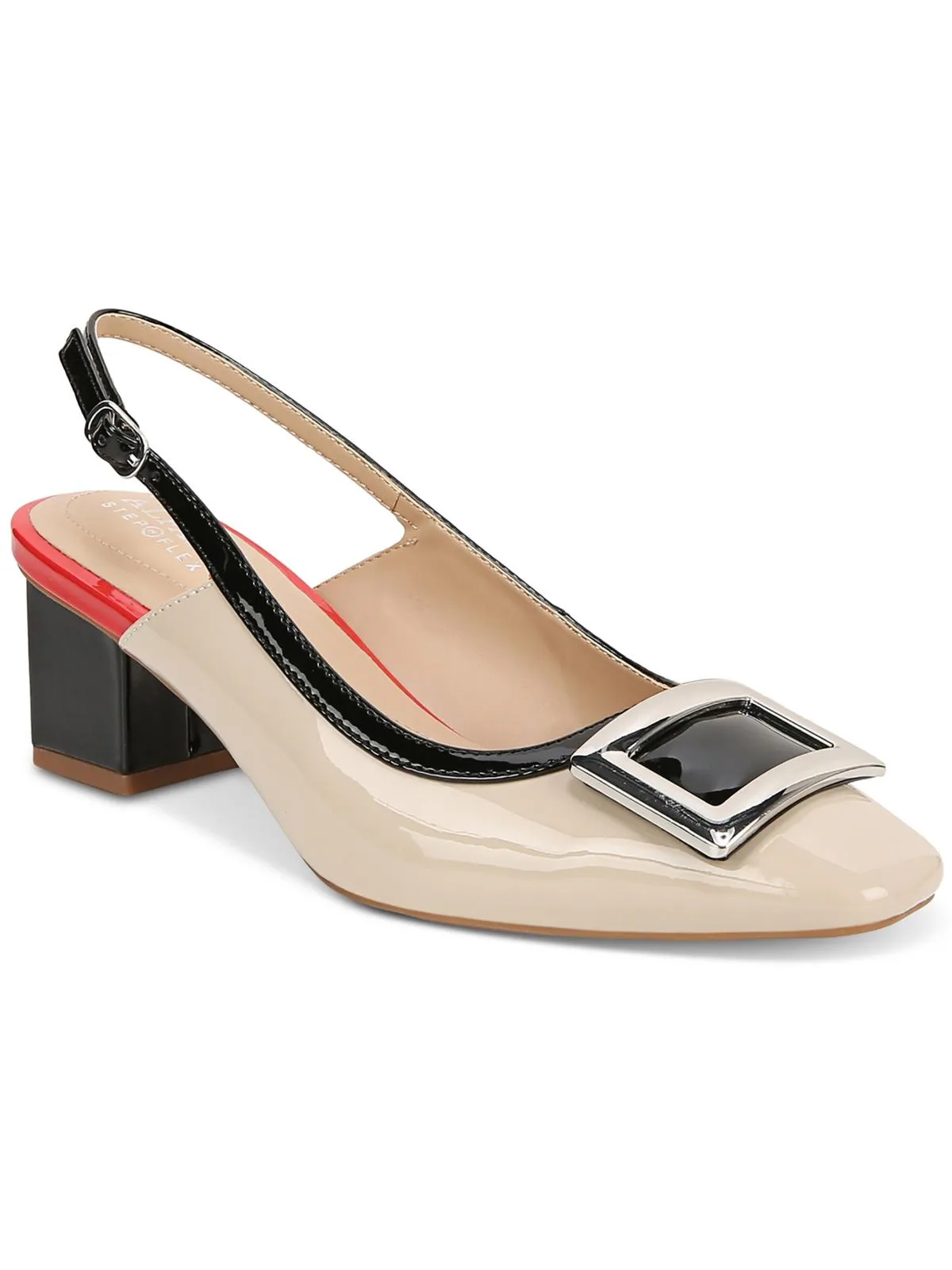 Cienna Womens Faux Leather Patent Trim Slingback Heels