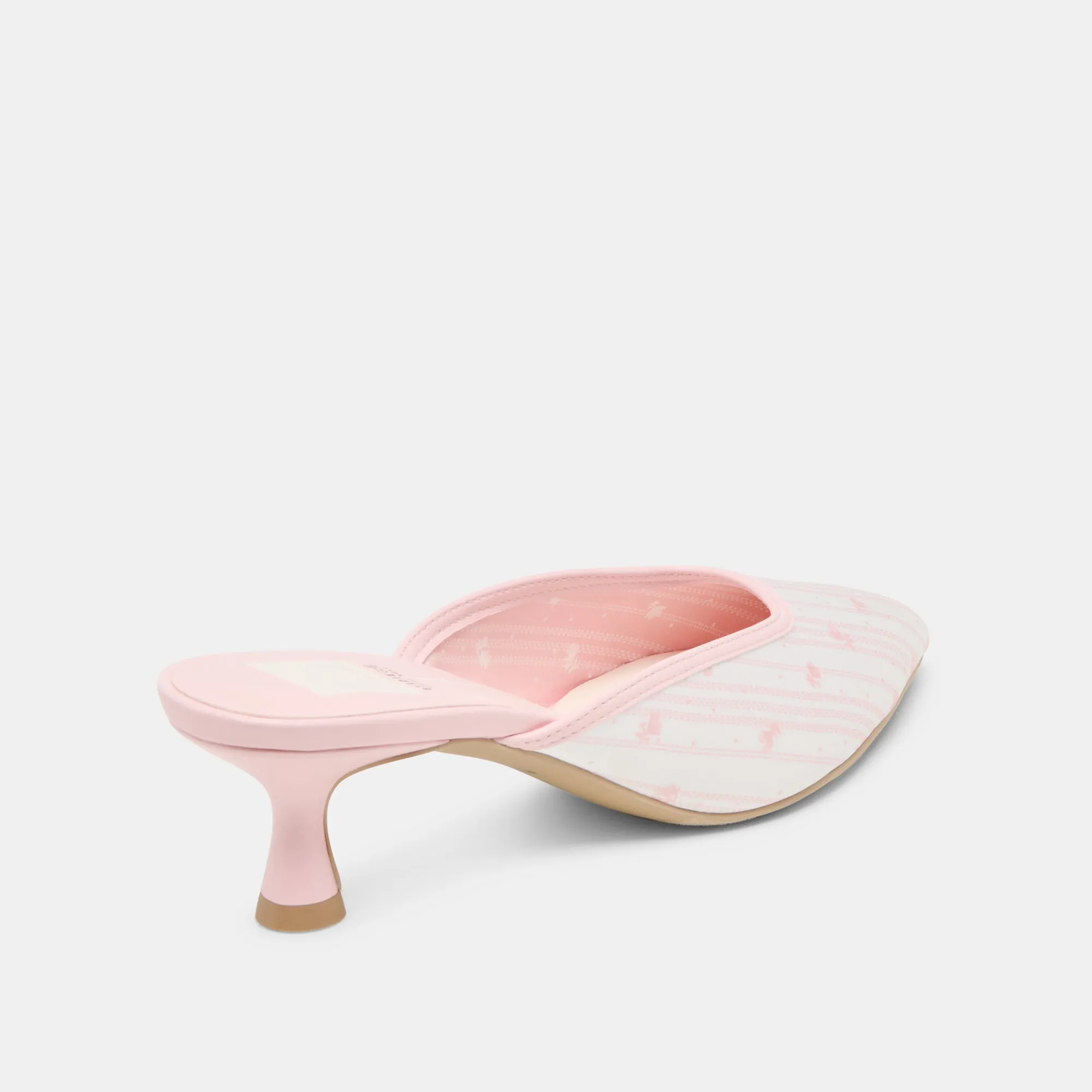 CLEO X BYRDIE GOLF HEELS PINK FLORAL SATIN