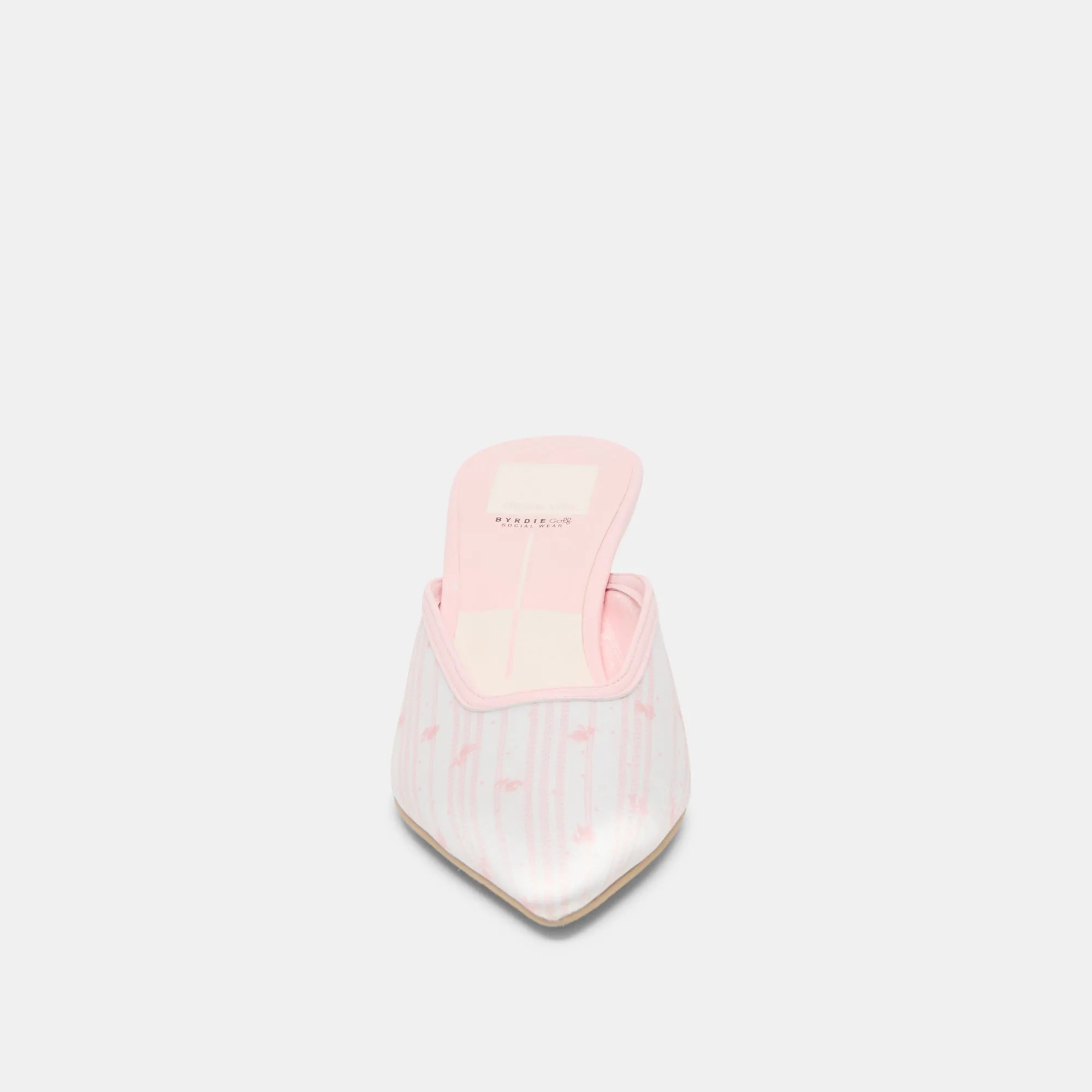 CLEO X BYRDIE GOLF HEELS PINK FLORAL SATIN