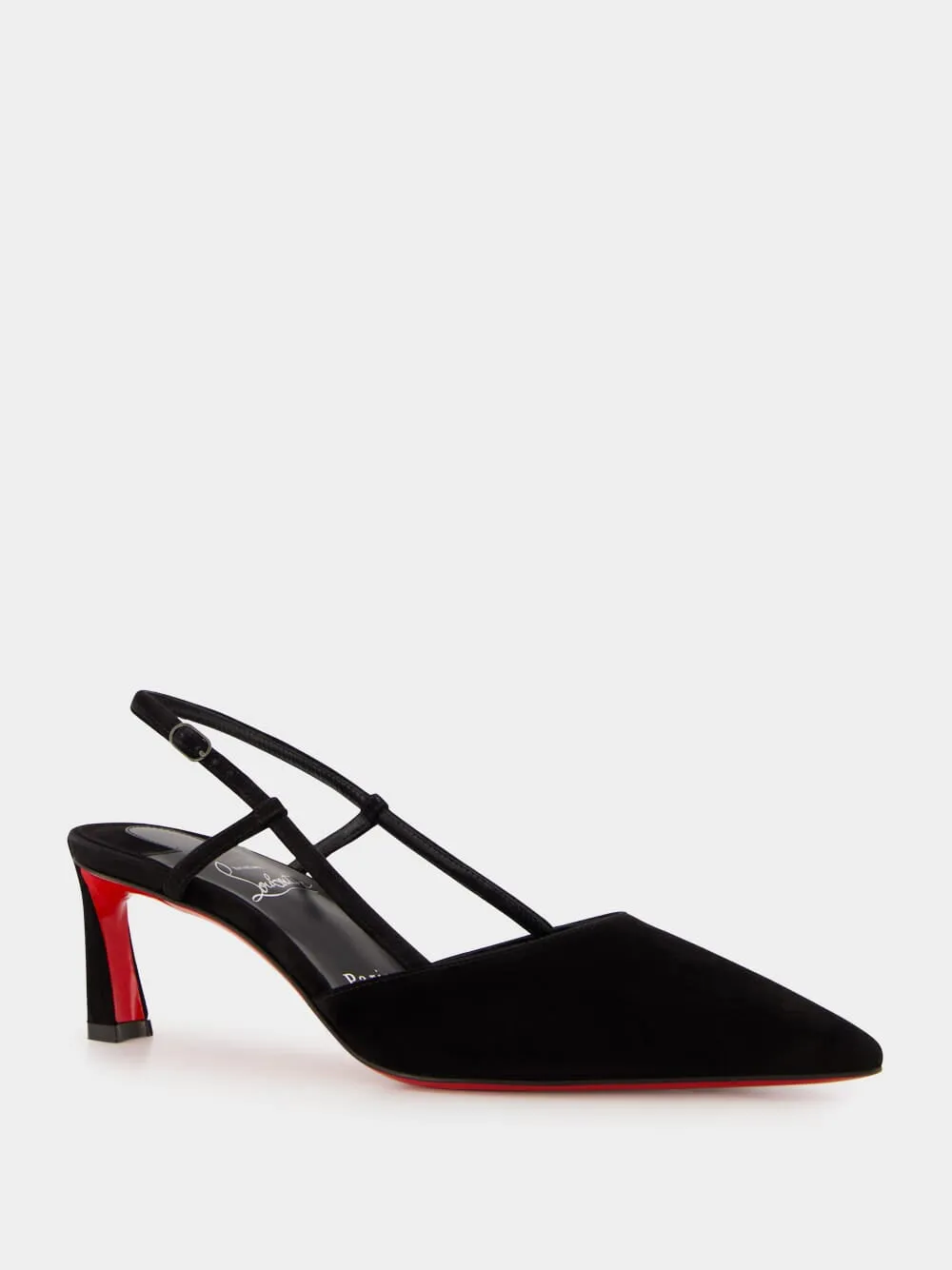 Condoroline Black Velour Slingback Pumps