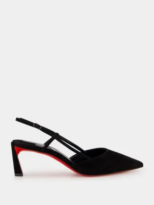 Condoroline Black Velour Slingback Pumps