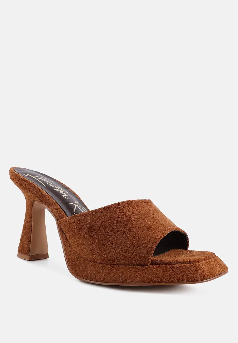 copyme faux suede mid heel classic sandals