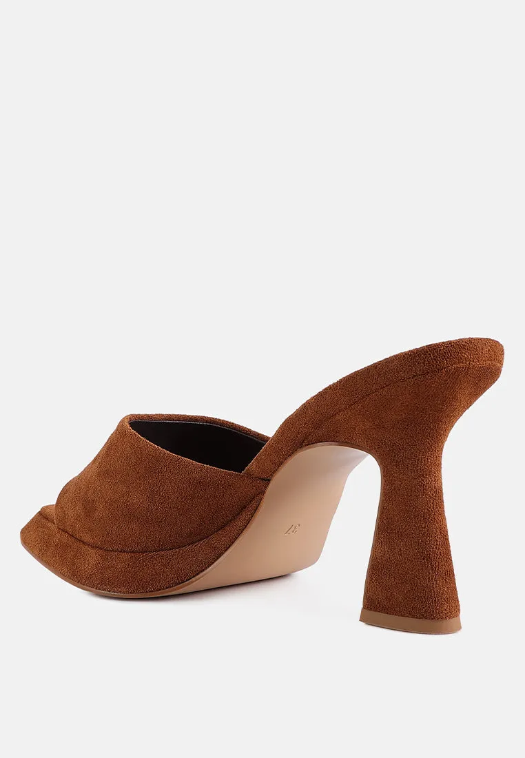 copyme faux suede mid heel classic sandals