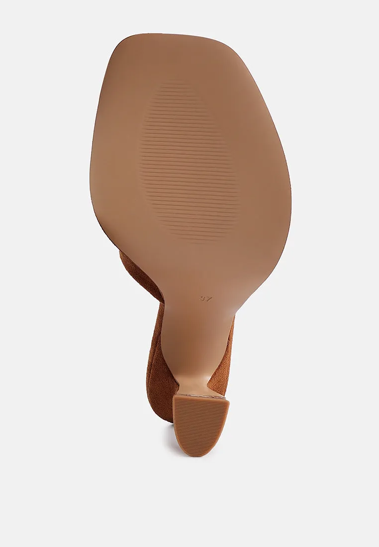 copyme faux suede mid heel classic sandals