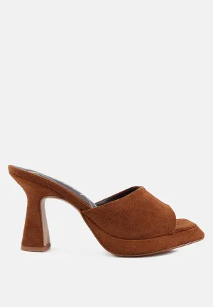 copyme faux suede mid heel classic sandals