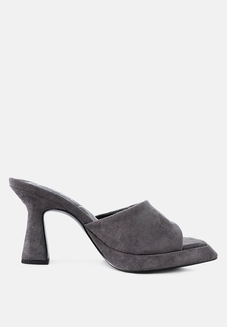 copyme faux suede mid heel classic sandals