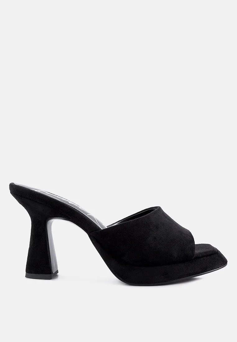 copyme faux suede mid heel classic sandals