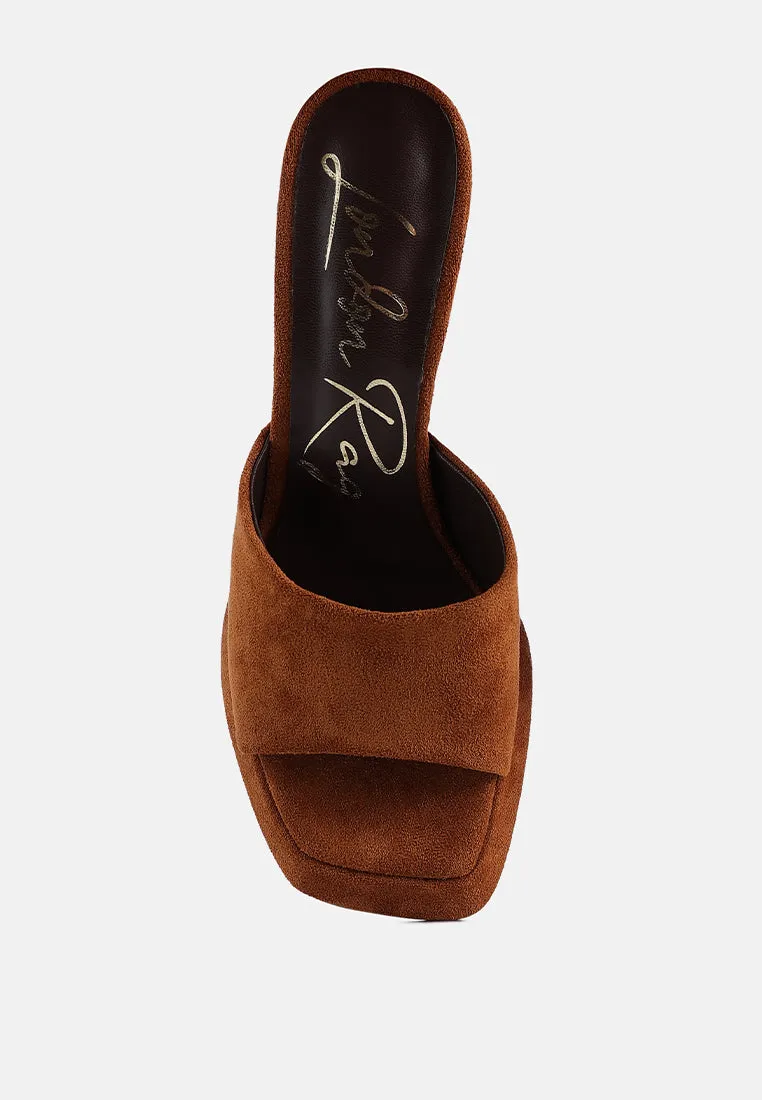 copyme faux suede mid heel classic sandals