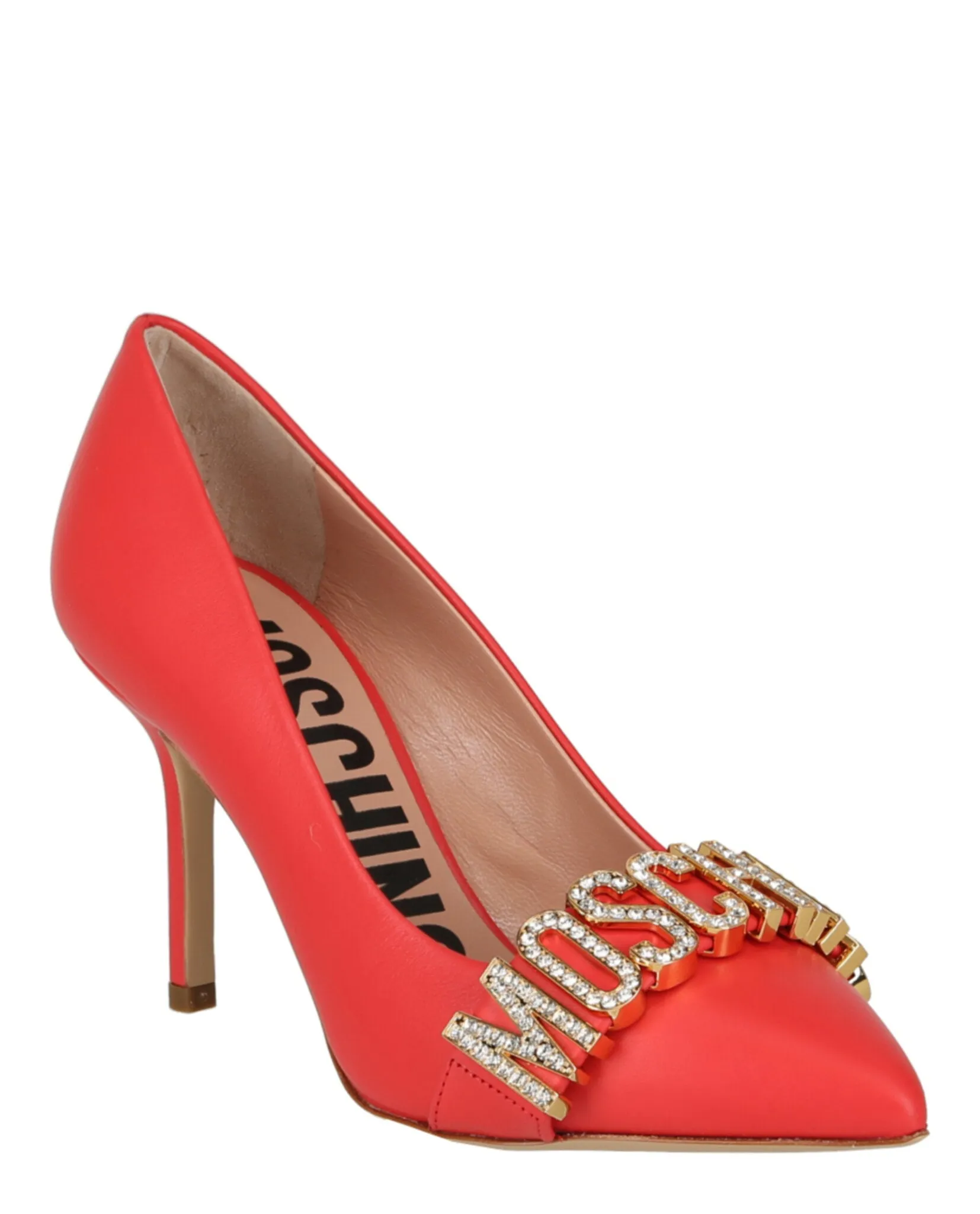 Crystal Logo Leather Pumps