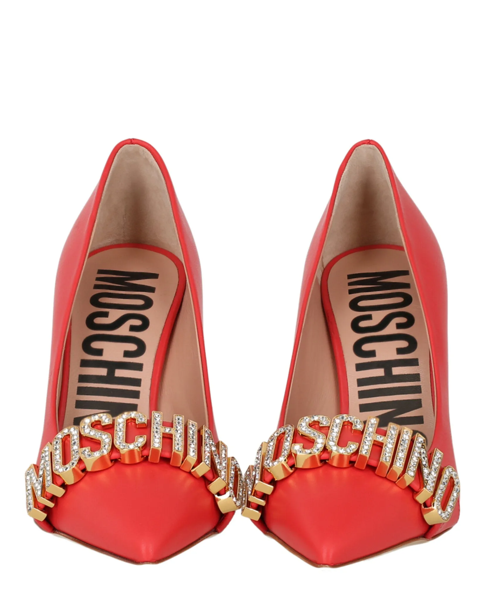 Crystal Logo Leather Pumps