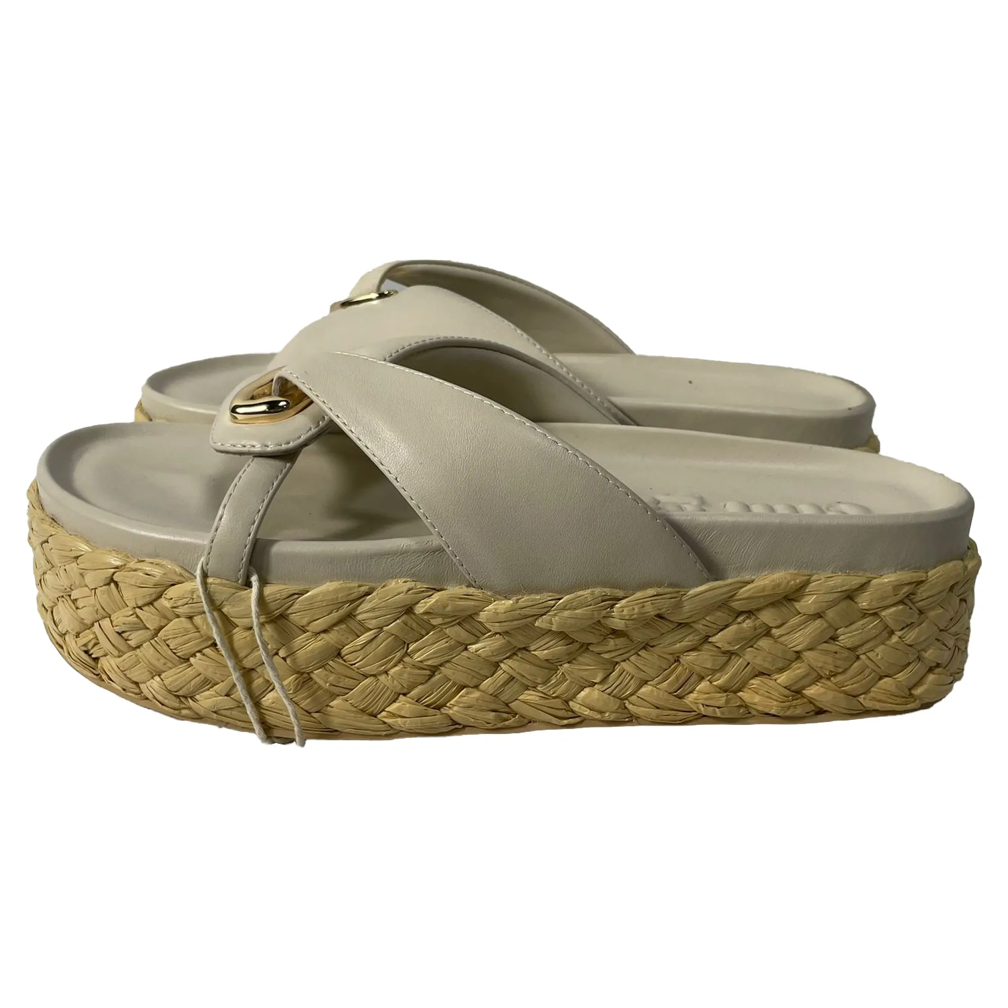 Cult Gaia  Blythe Espadrille Platform Sandals in White Leather