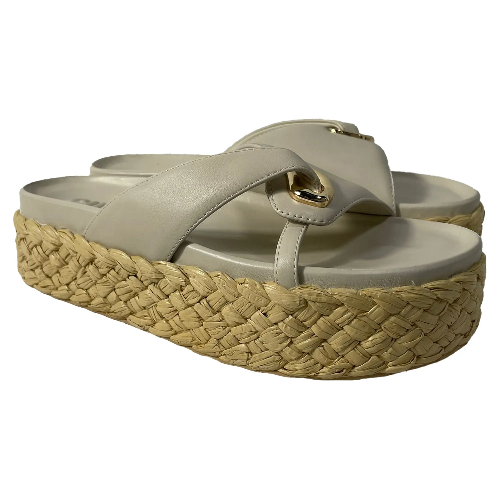 Cult Gaia  Blythe Espadrille Platform Sandals in White Leather