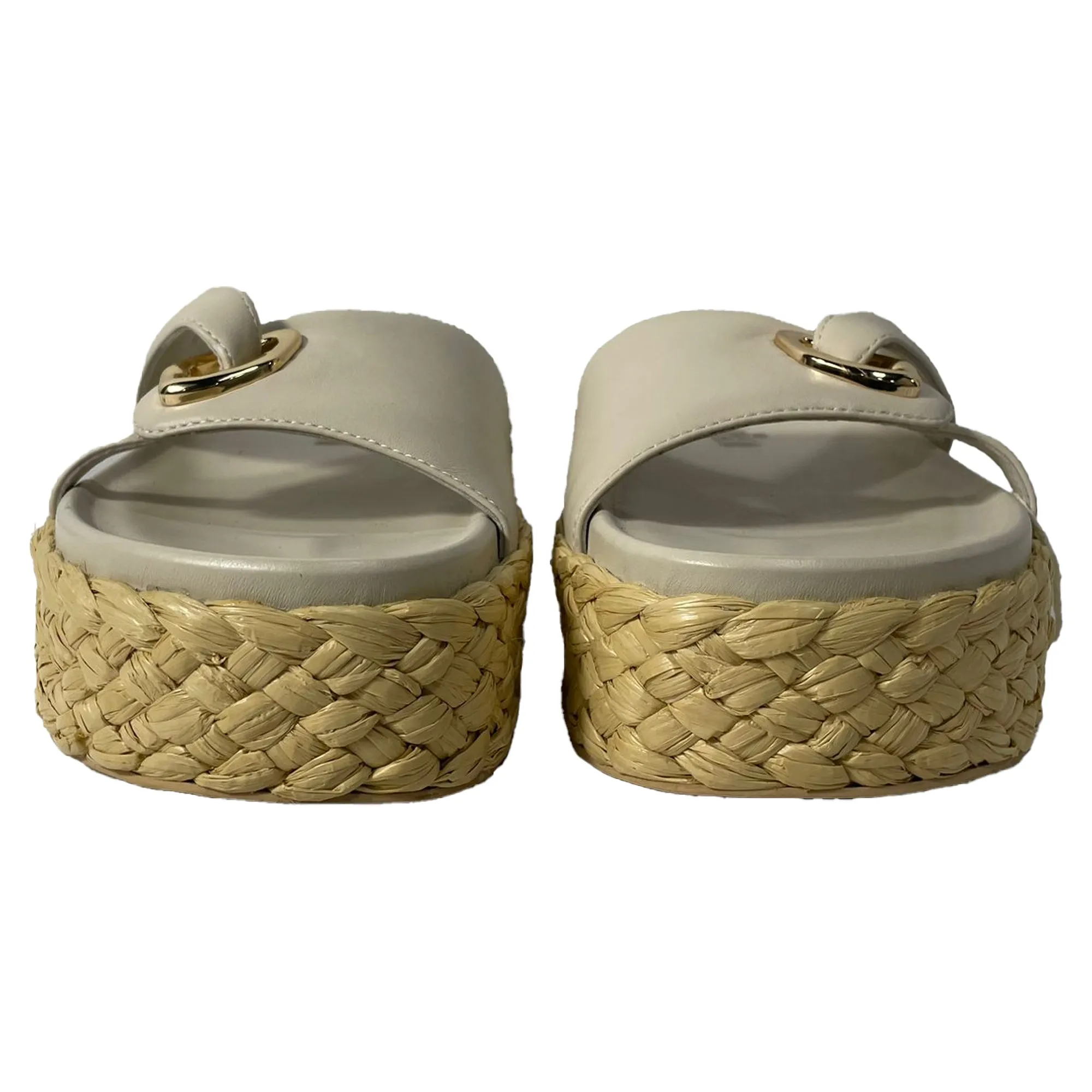 Cult Gaia  Blythe Espadrille Platform Sandals in White Leather
