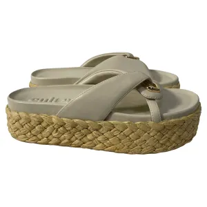 Cult Gaia  Blythe Espadrille Platform Sandals in White Leather