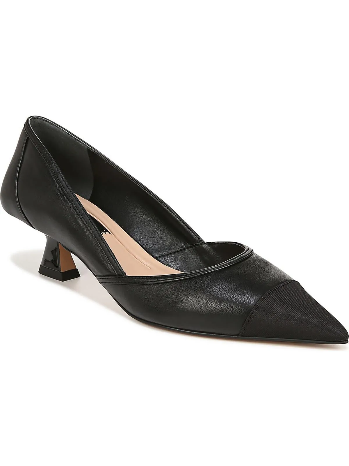 Darcy Womens Leather Pointed Toe Kitten Heels