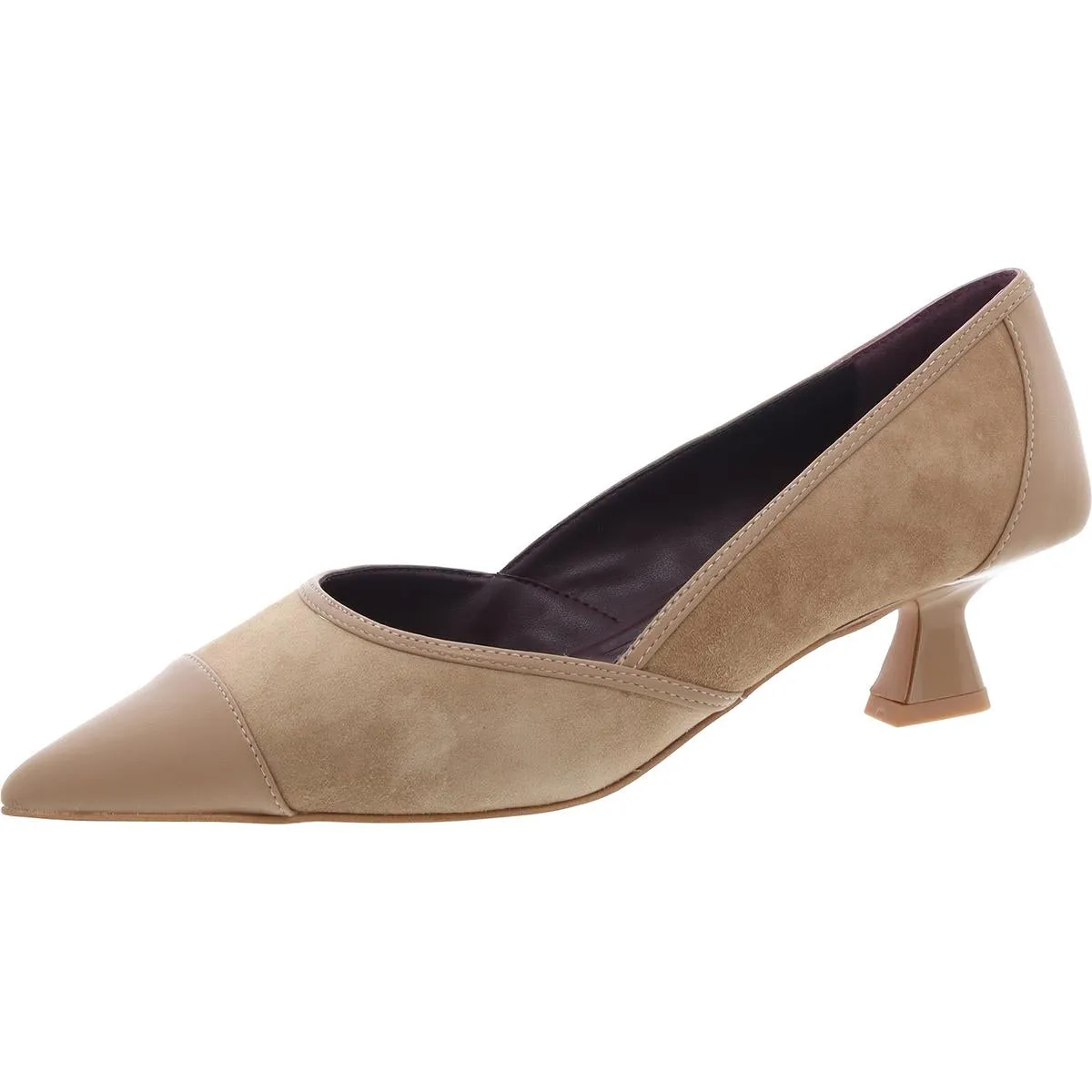 Darcy Womens Leather Pointed Toe Kitten Heels