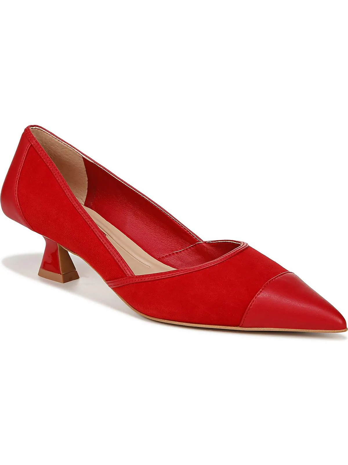 Darcy Womens Leather Pointed Toe Kitten Heels