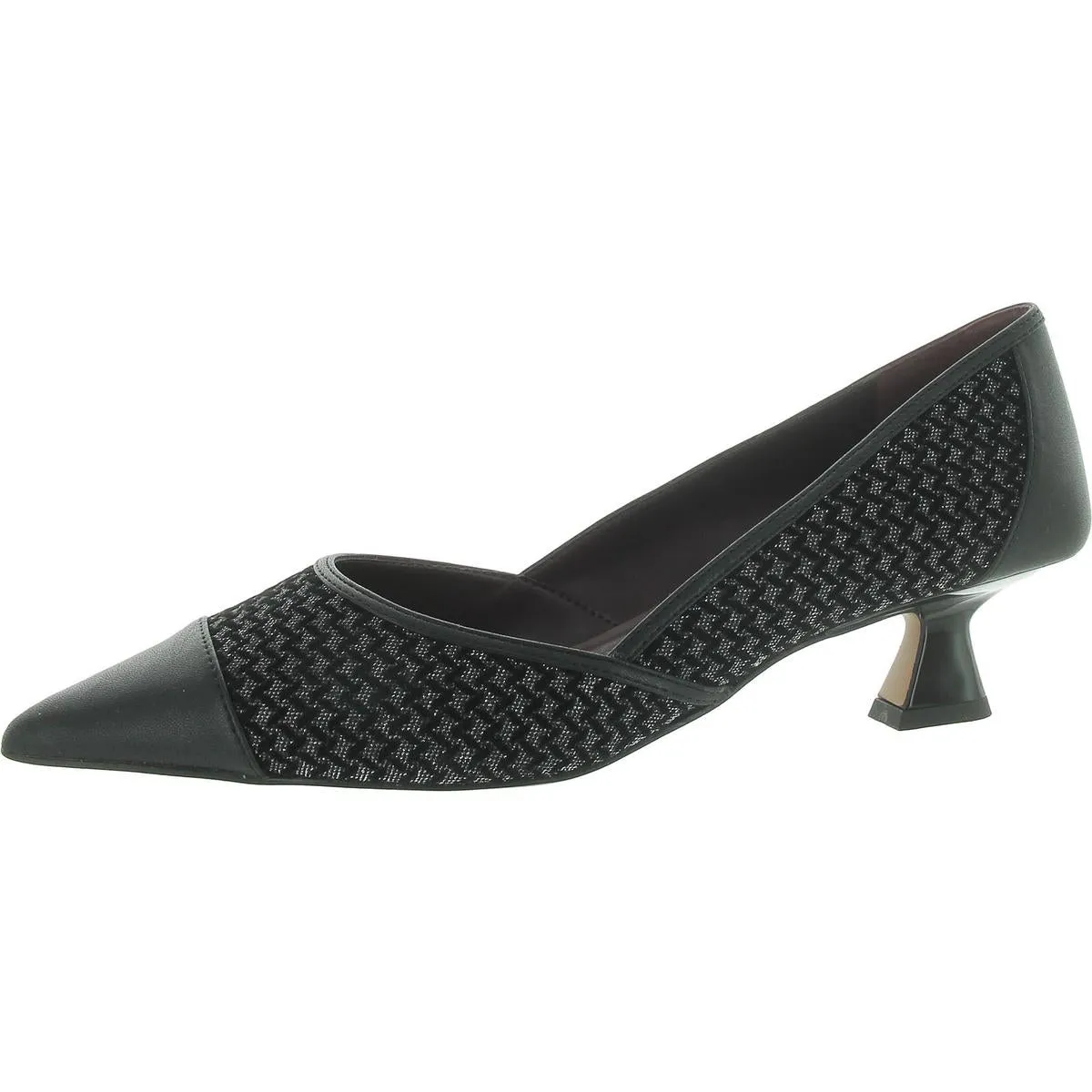 Darcy Womens Leather Pointed Toe Kitten Heels