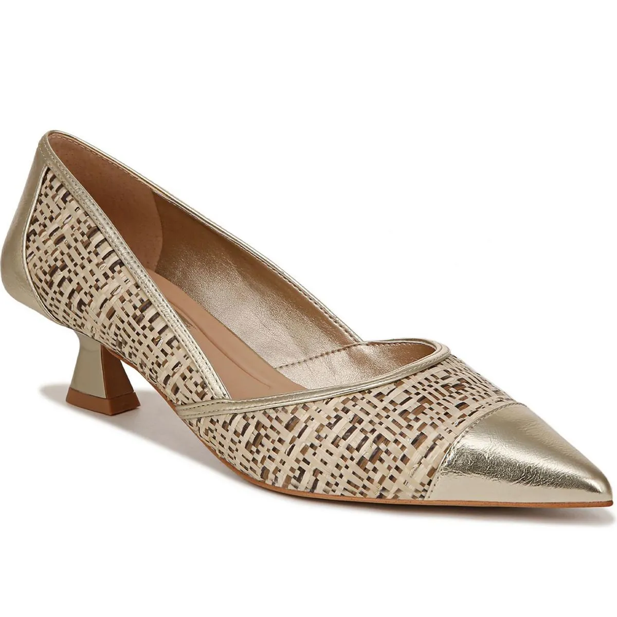 Darcy Womens Leather Pointed Toe Kitten Heels