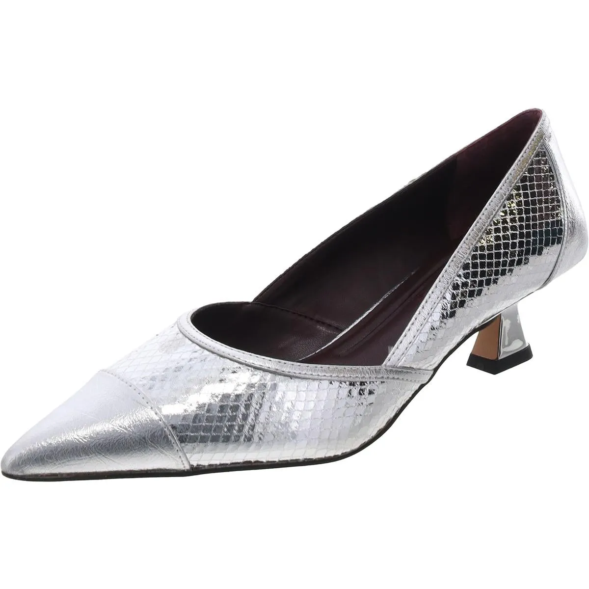 Darcy Womens Leather Pointed Toe Kitten Heels