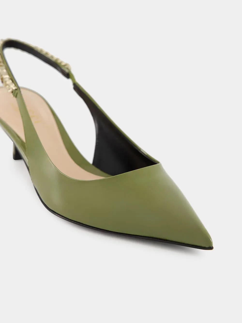 Dark Green Patent Leather Signoria Slingback Pumps