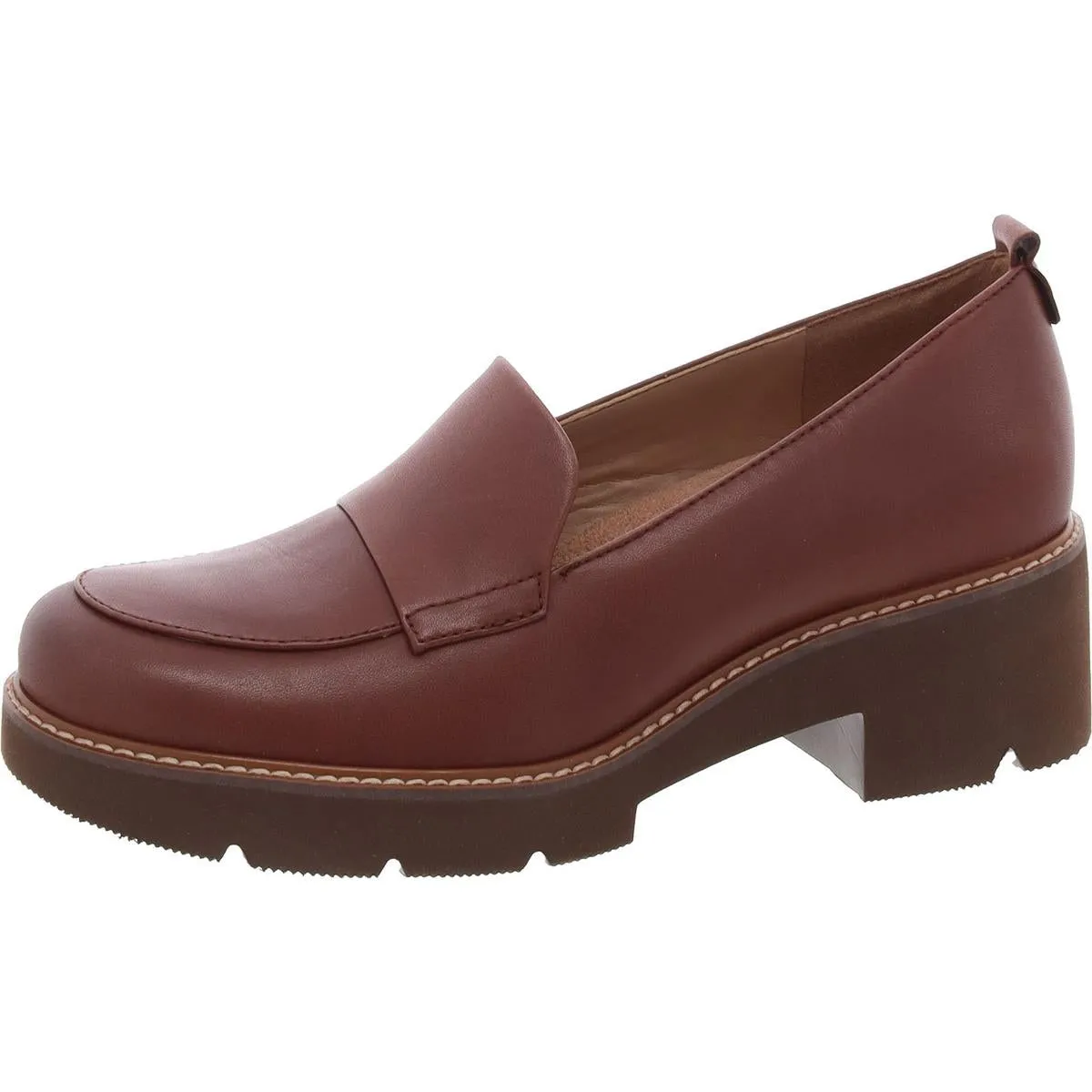 Darry Womens Leather Slip On Loafer Heels