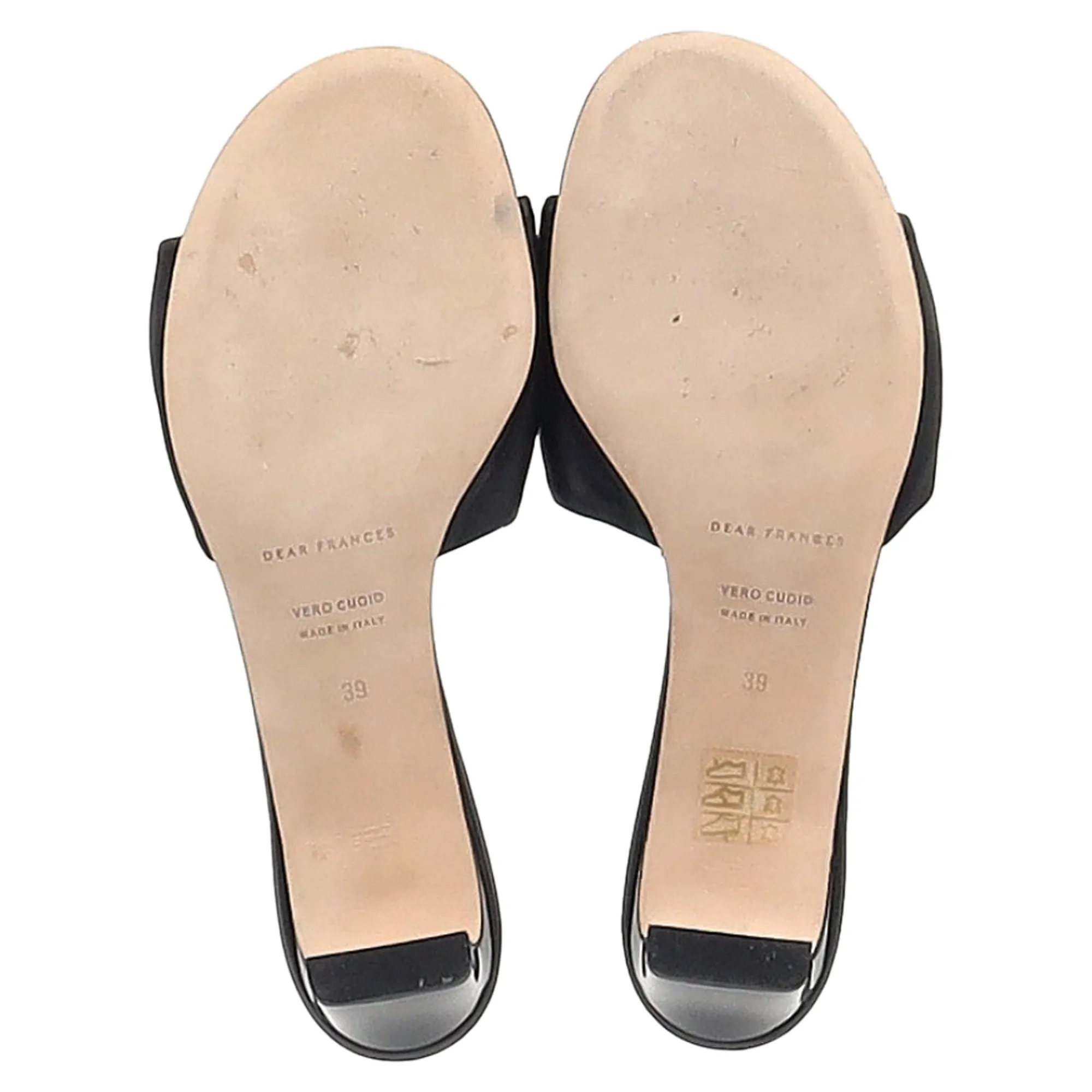 Dear Frances Twisted Slide Sandals in Black Leather