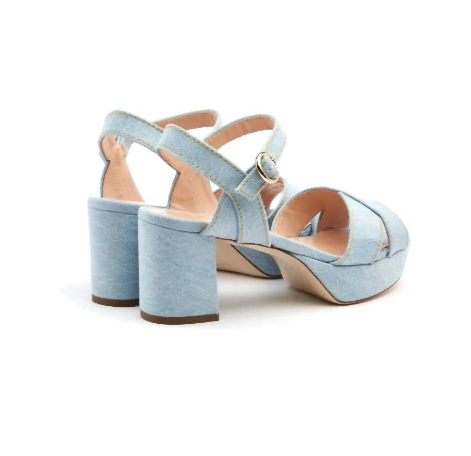 Deidre Low Platform Sandals In Washed Denim