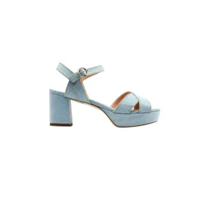 Deidre Low Platform Sandals In Washed Denim
