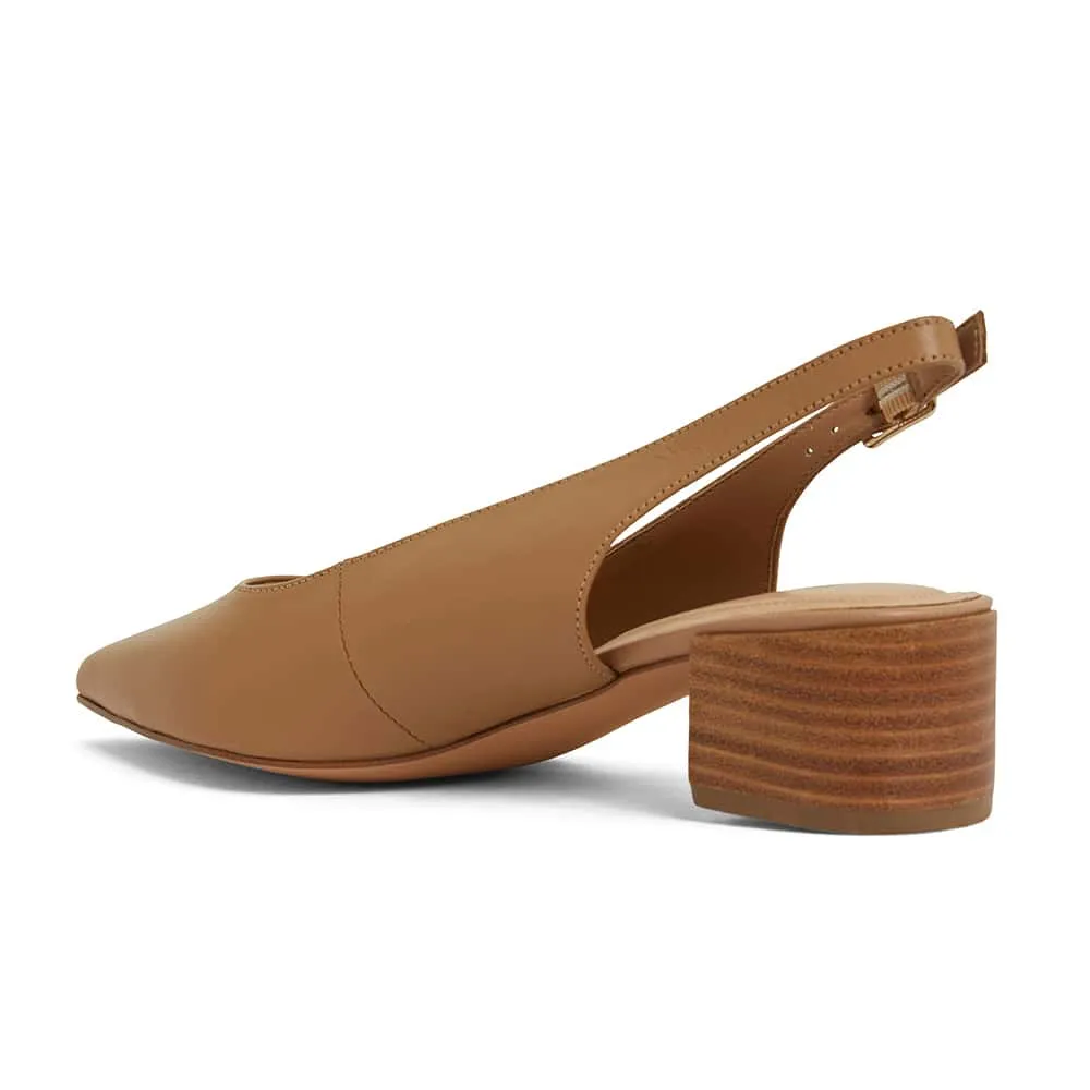 Dena Heel in Camel Leather