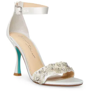 Devan Womens Satin Rhinestones Ankle Strap