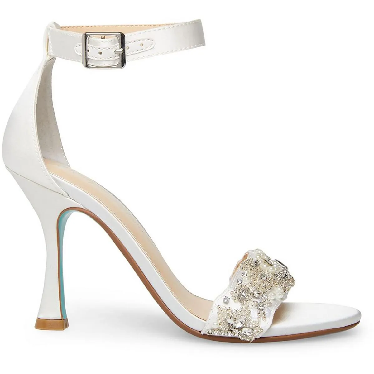 Devan Womens Satin Rhinestones Ankle Strap