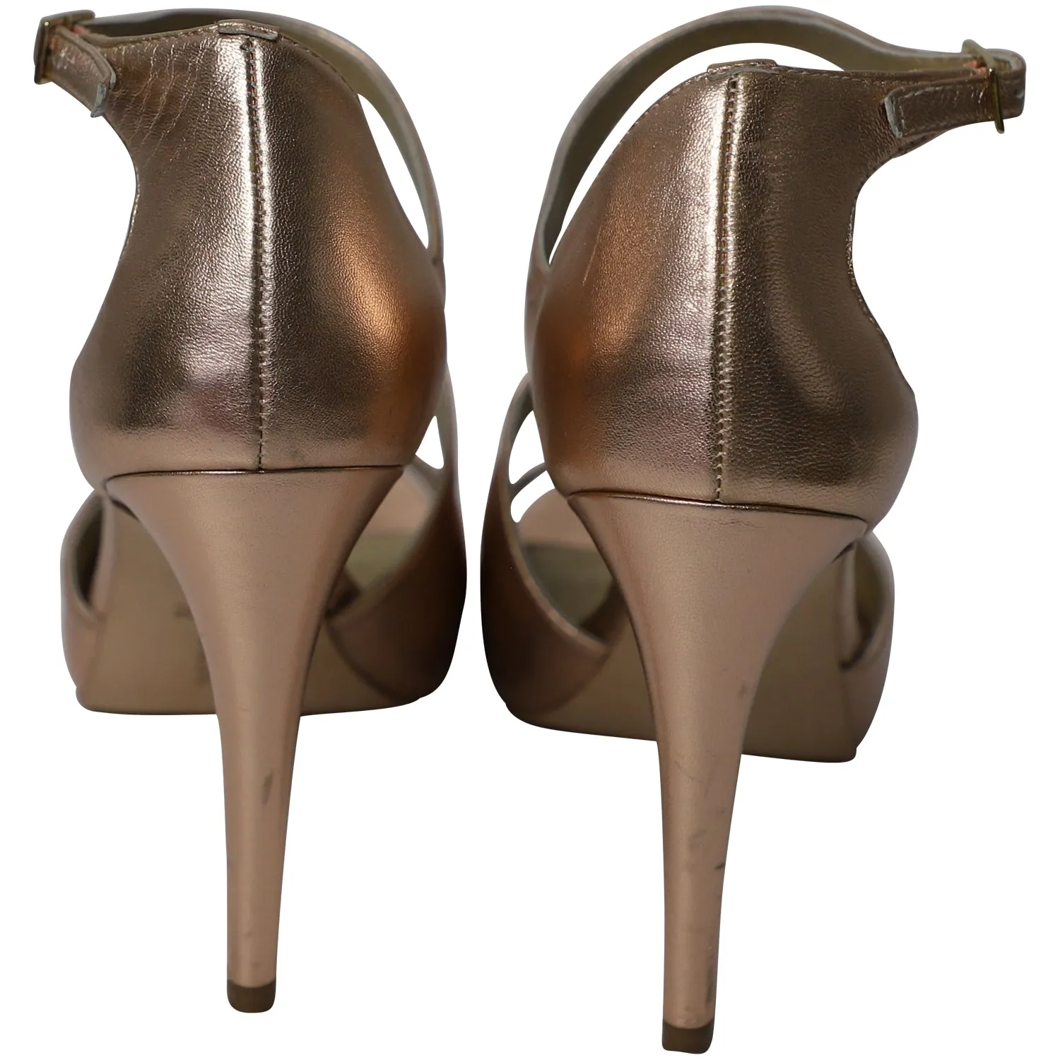 Diane Von Furstenberg Jujette  Heels in Metallic Rosegold Leather