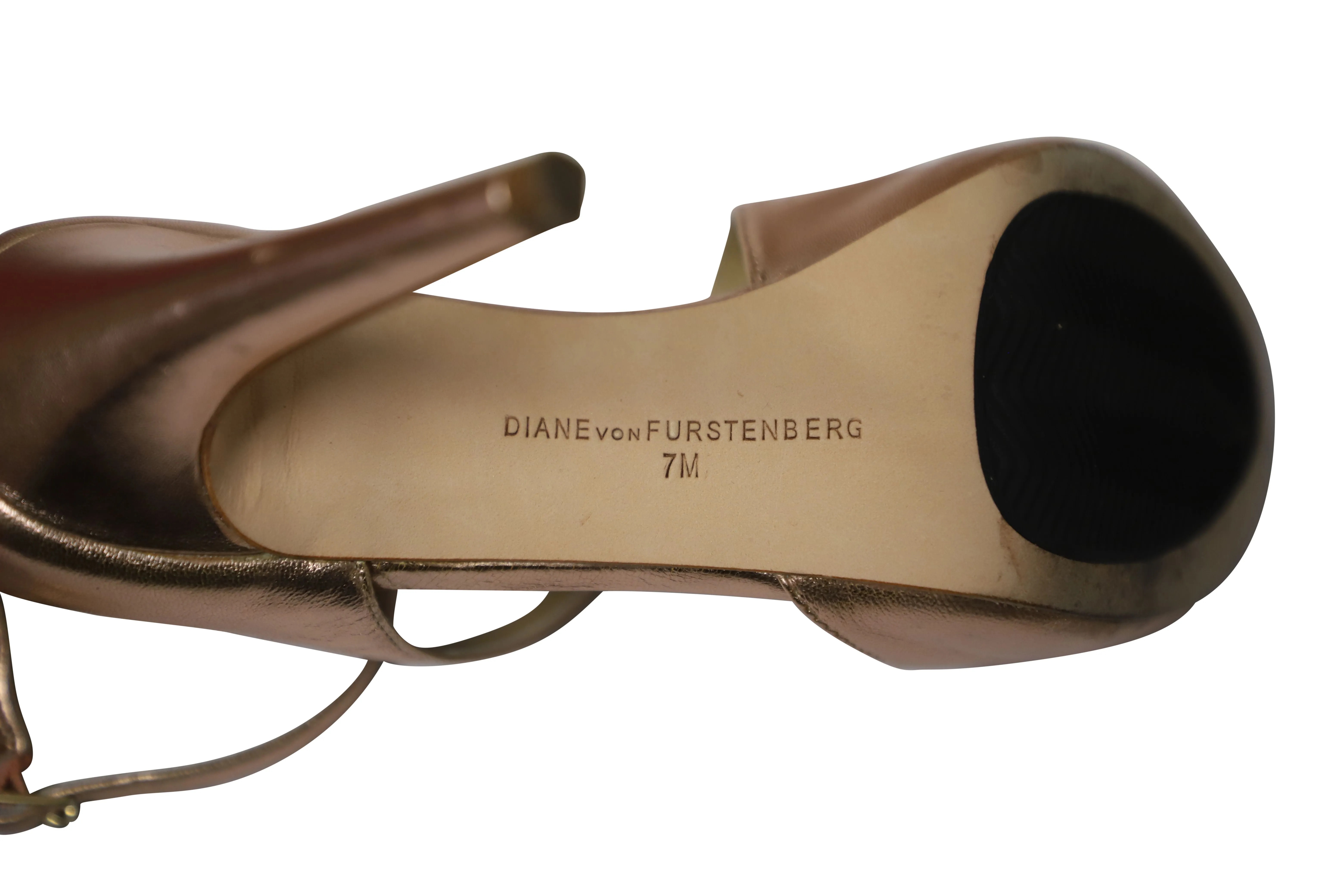 Diane Von Furstenberg Jujette  Heels in Metallic Rosegold Leather