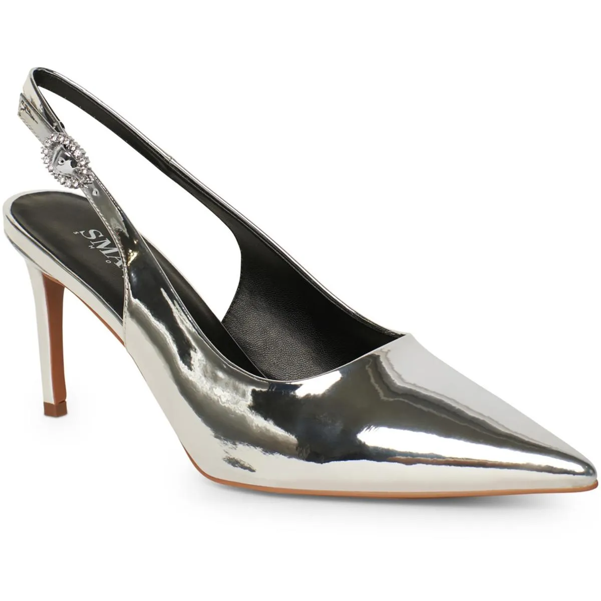 Dion Womens Metallic Pointed Toe Slingback Heels