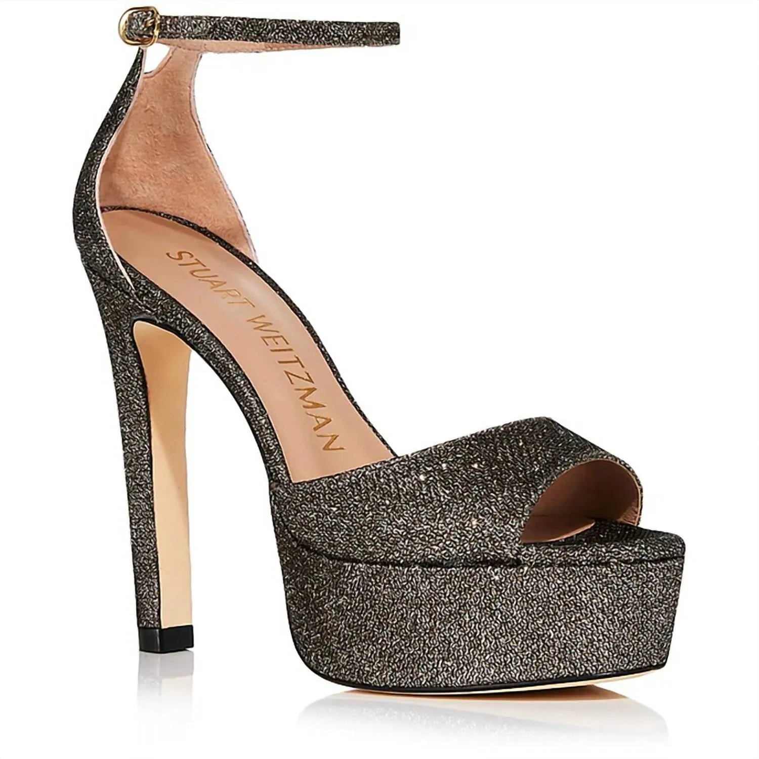 Disco Ankle Strap Platform Sandals In New Pyrite