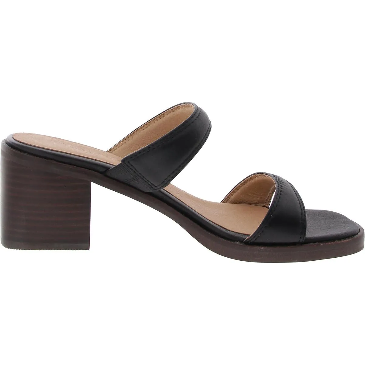 Double-Strap Heeled Mules Womens Laceless Leather Mules