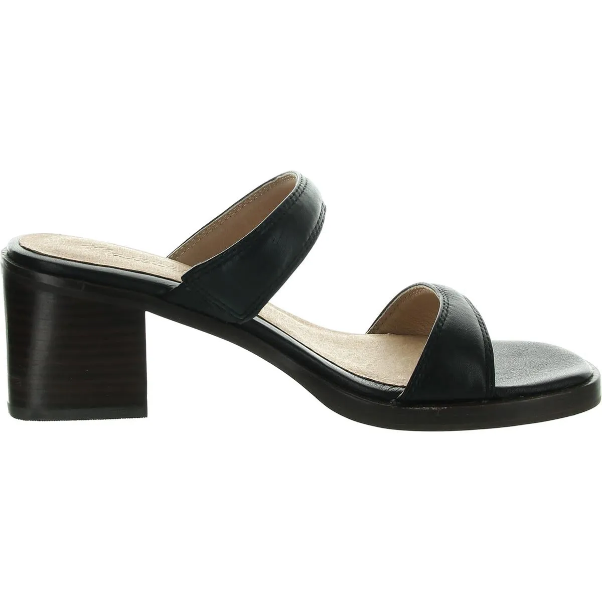 Double-Strap Heeled Mules Womens Laceless Leather Mules